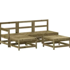 vidaXL 5-delige Loungeset met kussens geïmpregneerd grenenhout