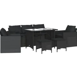 vidaXL 6-delige Loungeset met kussens poly rattan zwart