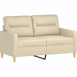 vidaXL 2-delige Loungeset met kussens stof crèmekleurig