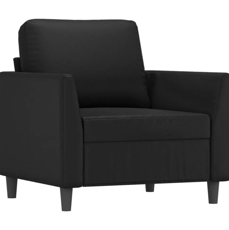 vidaXL 4-delige Loungeset met kussens kunstleer zwart