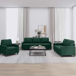 vidaXL 3-delige Loungeset met kussens fluweel donkergroen