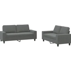 vidaXL 2-delige Loungeset stof donkergrijs