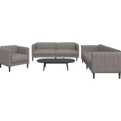 vidaXL 3-delige Loungeset stof taupe