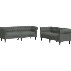 vidaXL 2-delige Loungeset stof donkergrijs