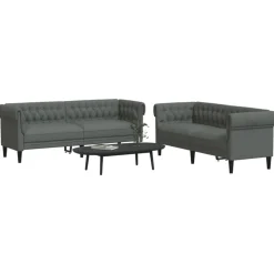 vidaXL 2-delige Loungeset stof donkergrijs