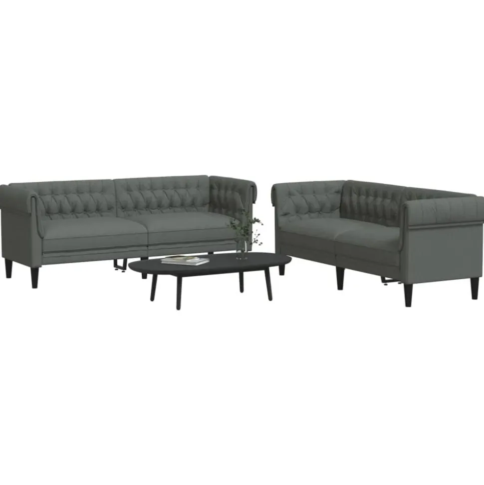 vidaXL 2-delige Loungeset stof donkergrijs