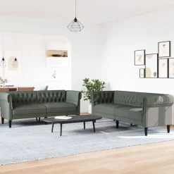 vidaXL 2-delige Loungeset stof donkergrijs