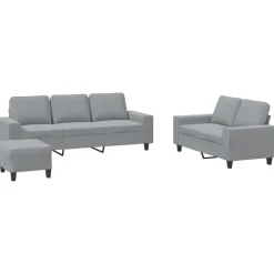vidaXL 3-delige Loungeset stof lichtgrijs