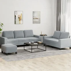 vidaXL 3-delige Loungeset stof lichtgrijs