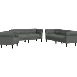 vidaXL 3-delige Loungeset stof donkergrijs