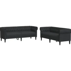 vidaXL 2-delige Loungeset stof zwart