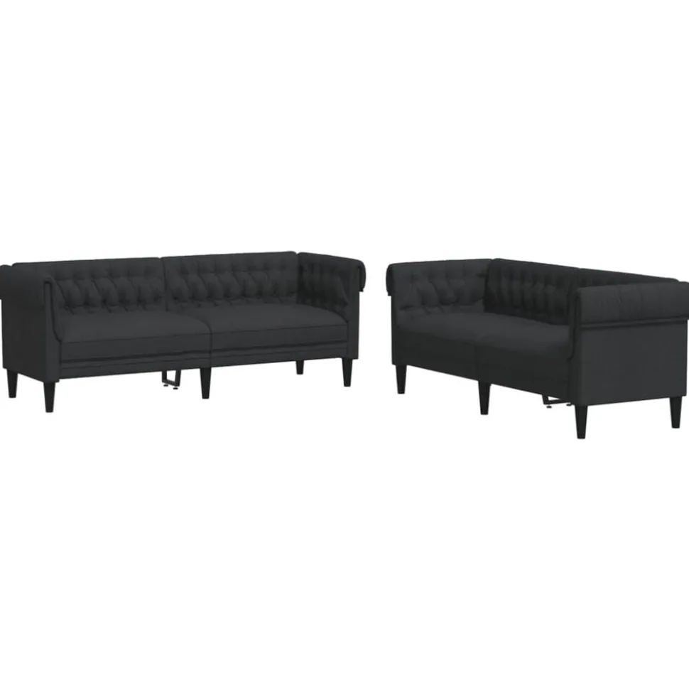 vidaXL 2-delige Loungeset stof zwart