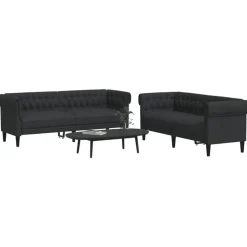 vidaXL 2-delige Loungeset stof zwart