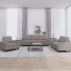 vidaXL 3-delige Loungeset stof taupe