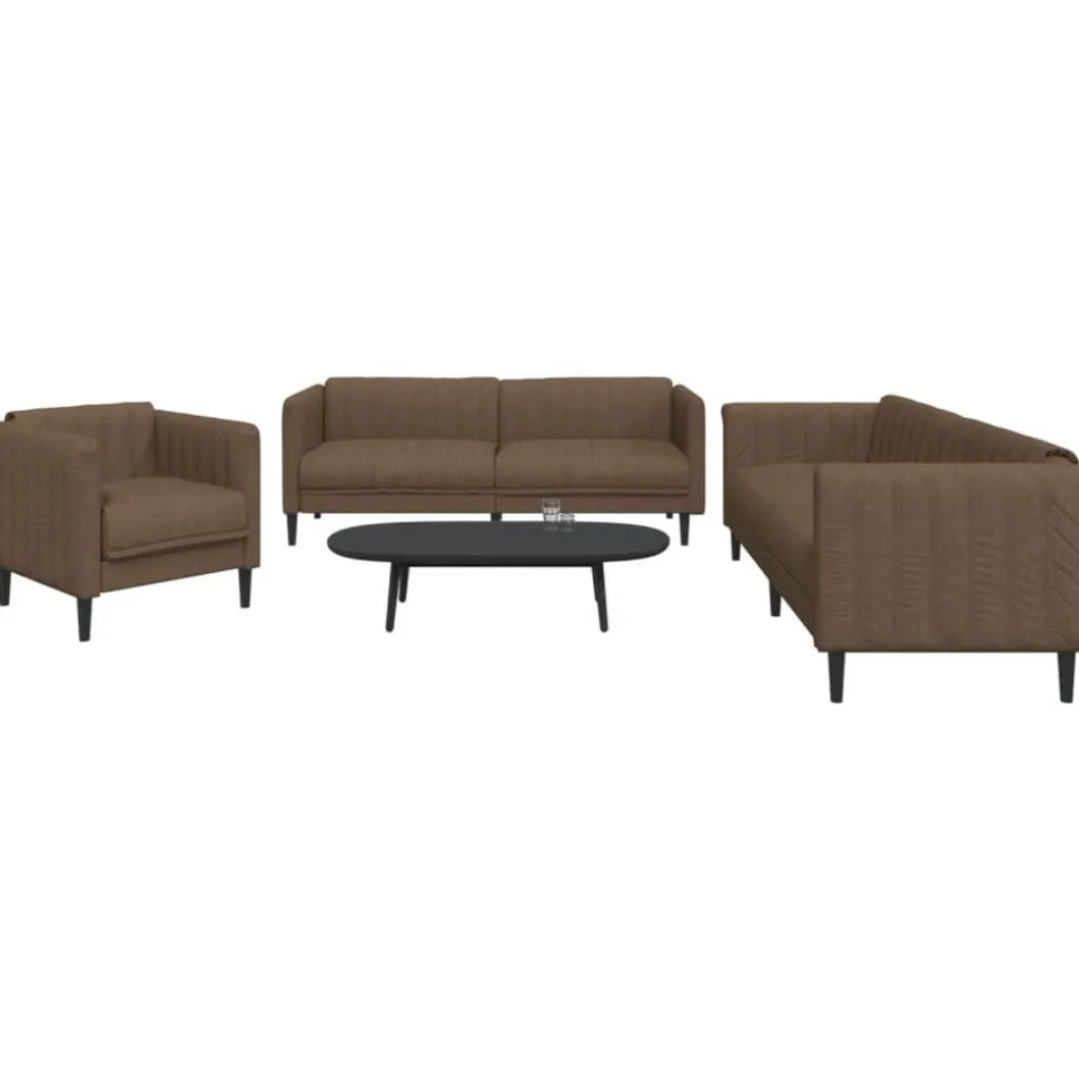 vidaXL 3-delige Loungeset stof bruin