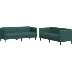 vidaXL 2-delige Loungeset stof donkergroen