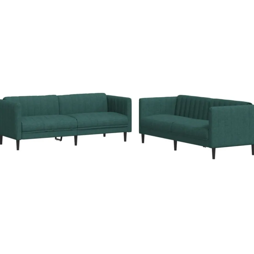 vidaXL 2-delige Loungeset stof donkergroen