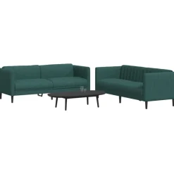 vidaXL 2-delige Loungeset stof donkergroen