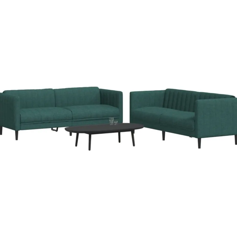 vidaXL 2-delige Loungeset stof donkergroen