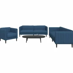 vidaXL 3-delige Loungeset stof blauw