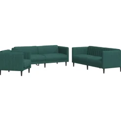 vidaXL 3-delige Loungeset stof donkergroen