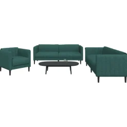 vidaXL 3-delige Loungeset stof donkergroen