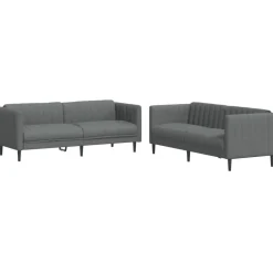 vidaXL 2-delige Loungeset stof donkergrijs