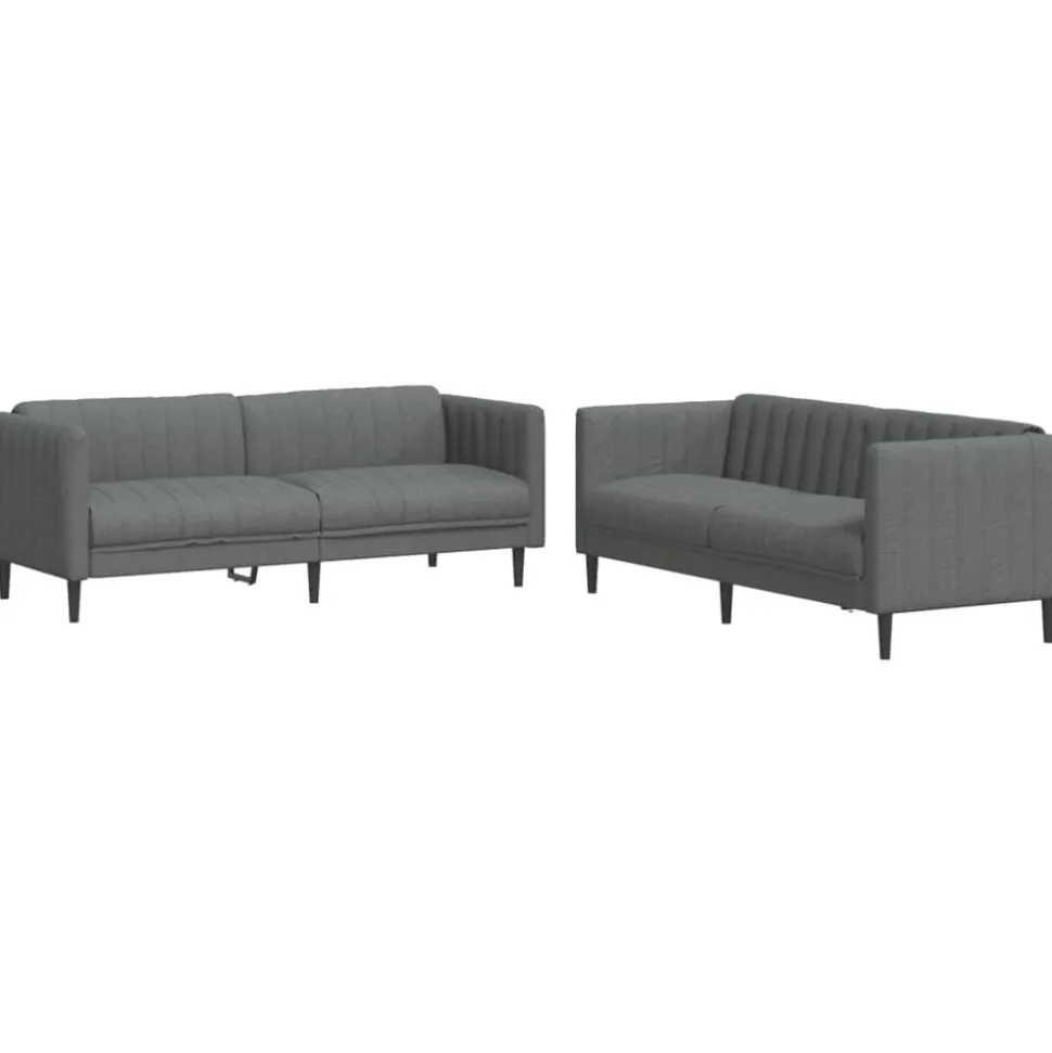 vidaXL 2-delige Loungeset stof donkergrijs