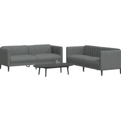 vidaXL 2-delige Loungeset stof donkergrijs