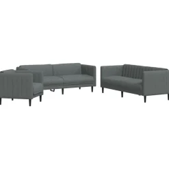 vidaXL 3-delige Loungeset stof donkergrijs