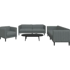 vidaXL 3-delige Loungeset stof donkergrijs