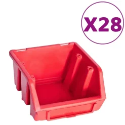 vidaXL 141-delige Opslagbakkenset met wandpanelen rood en zwart