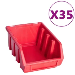 vidaXL 141-delige Opslagbakkenset met wandpanelen rood en zwart