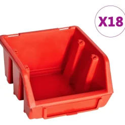 vidaXL 32-delige Opslagbakkenset met wandpanelen rood en zwart