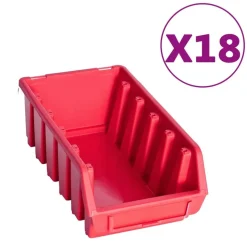 vidaXL 103-delige Opslagbakkenset met wandpanelen rood en zwart