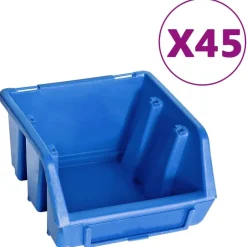 vidaXL 48-delige Opslagbakkenset met wandpanelen blauw en zwart