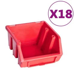 vidaXL 80-delige Opslagbakkenset met wandpanelen rood en zwart