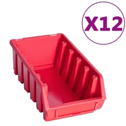 vidaXL 80-delige Opslagbakkenset met wandpanelen rood en zwart