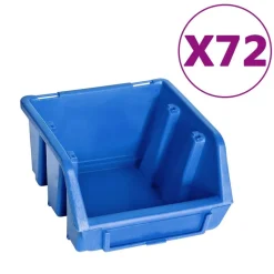 vidaXL 128-delige Opslagbakkenset met wandpanelen blauw en zwart