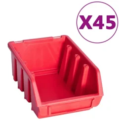 vidaXL 96-delige Opslagbakkenset met wandpanelen rood en zwart