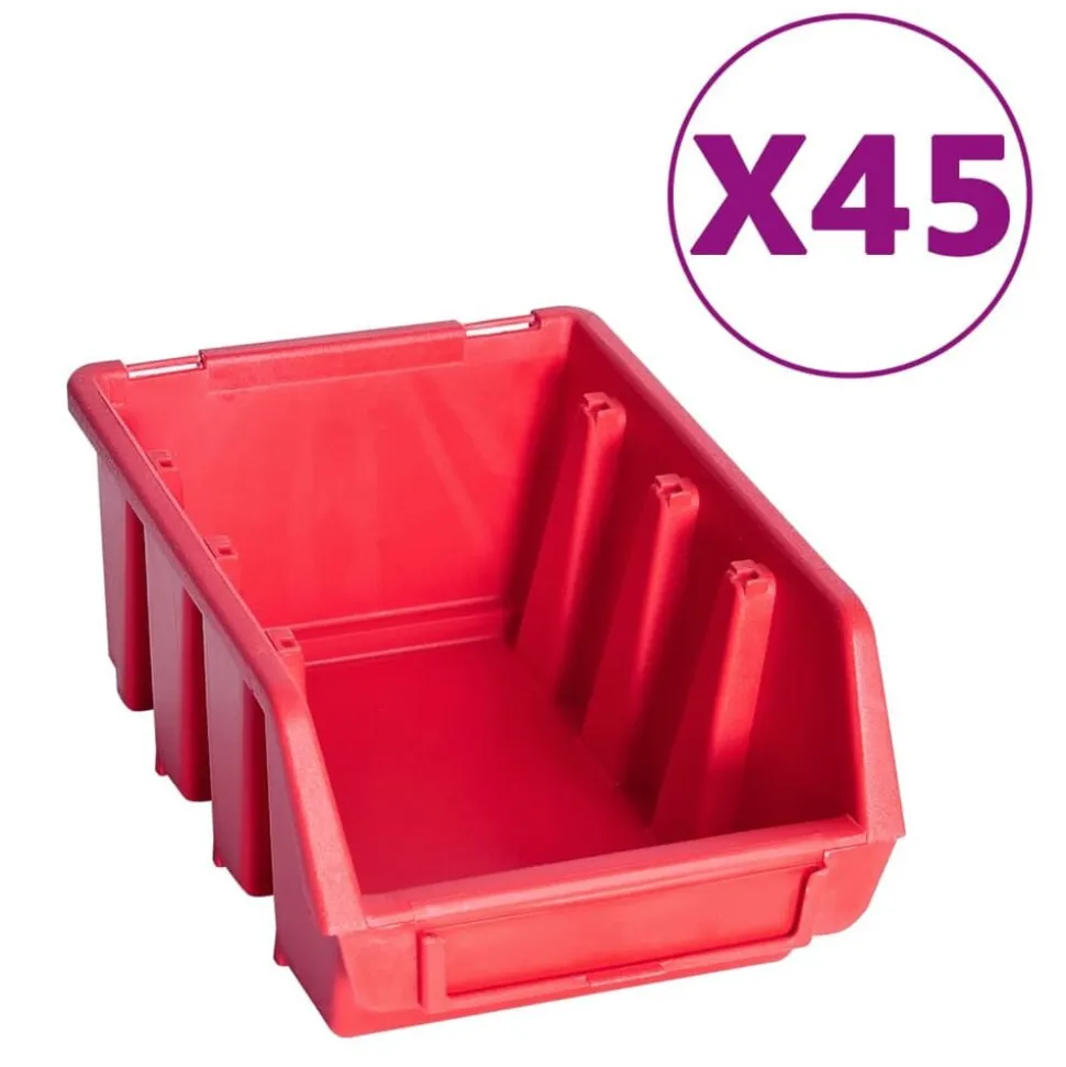 vidaXL 96-delige Opslagbakkenset met wandpanelen rood en zwart