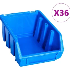 vidaXL 96-delige Opslagbakkenset met wandpanelen blauw
