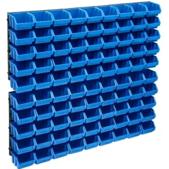 vidaXL 96-delige Opslagbakkenset met wandpanelen blauw en zwart