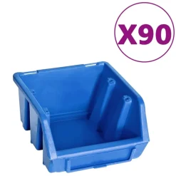 vidaXL 96-delige Opslagbakkenset met wandpanelen blauw en zwart