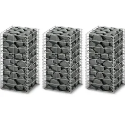 vidaXL 3-delige Schanskorfset 25x25x50 cm gegalvaniseerd draad