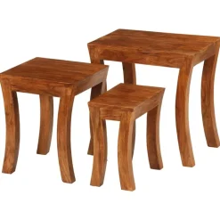 vidaXL 3-delige Tafeltjesset 50x35x50 cm massief acaciahout bruin