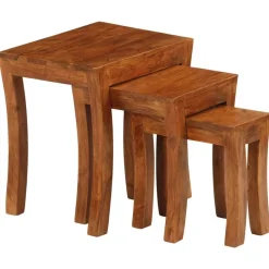 vidaXL 3-delige Tafeltjesset 50x35x50 cm massief acaciahout bruin