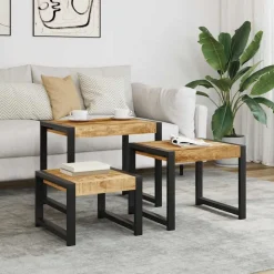 vidaXL 3-delige Tafeltjesset massief mangohout