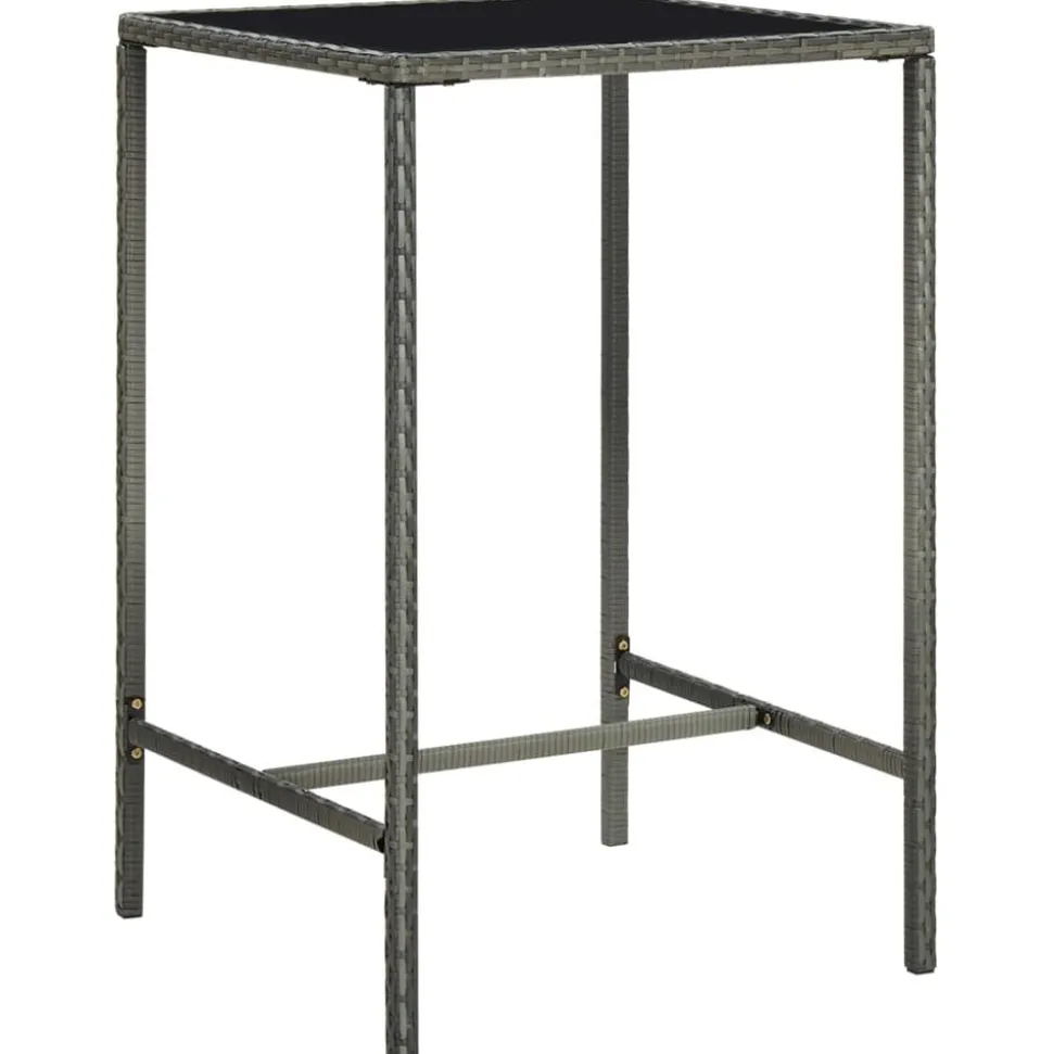 vidaXL 3-delige Tuinbarset poly rattan grijs