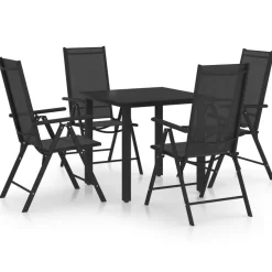 vidaXL 5-delige Tuinset aluminium zwart